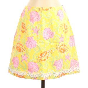 Lilly Pulitzer Skirt 4 Vintage Sandbar Print Crab Seashell Beach Vacation Travel